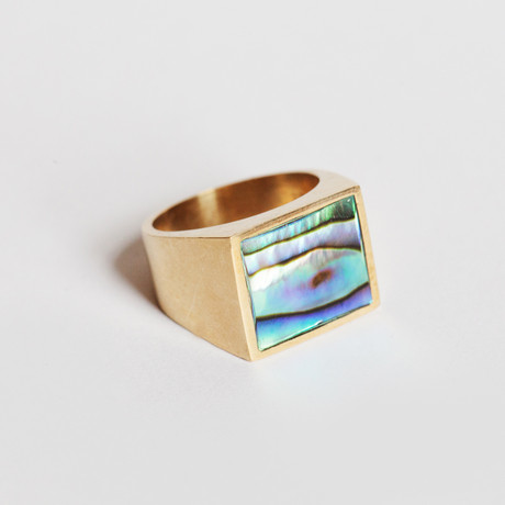 Abalone Brass Ring (Size 6.5)