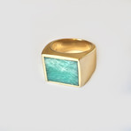 Amazonite Brass Ring (Size 7)