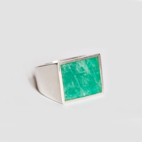 Amazonite Silver Ring (Size 6.5)