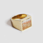 Banded Onyx Brass Ring (Size 9)