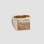 Banded Onyx Brass Ring (Size 8)