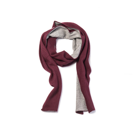 Cashmere Blend Ribbed Two-Tone Scarf