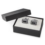 Black Polished Rectangle Cuff Links