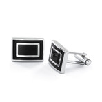 Black Polished Rectangle Cuff Links