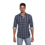 Long Sleeve Button Up Shirt // Blue Plaid (M)