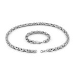 Byzantine Chain Necklace + Bracelet // Silver // 24" + 9mm
