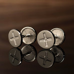 14k White Gold Phillips Head Cufflink