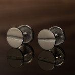 14k White Gold Flathead Screw Cufflink