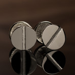 14k White Gold Flathead Screw Cufflink