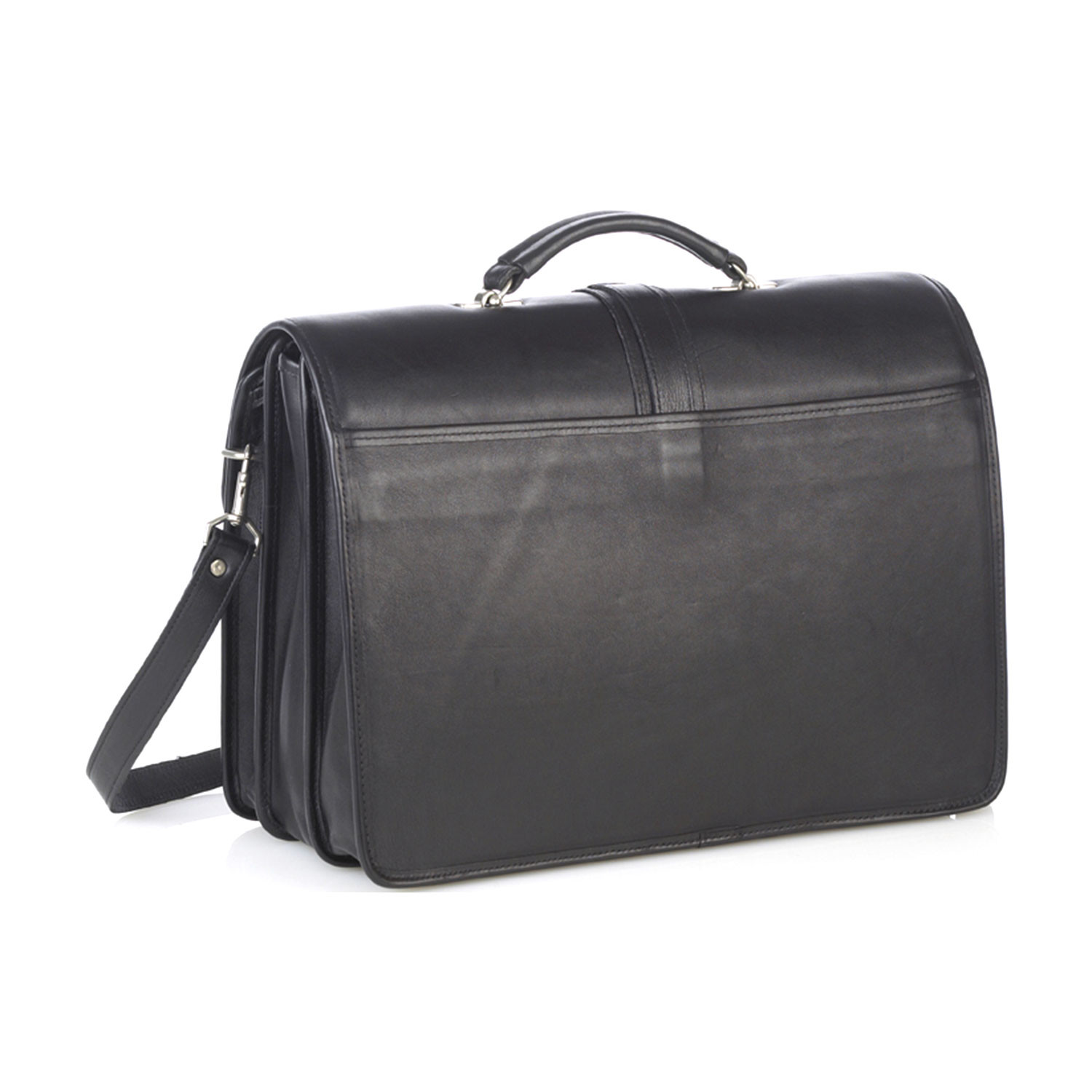 Triple Compartment Leather Briefcase (Black) - Aston Leather - Touch of ...