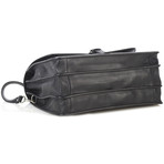 Triple Compartment Leather Briefcase (Black)