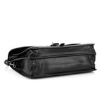 Double Compartment Briefcase with Front Pocket (Black)