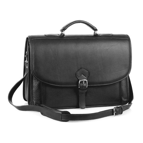 Double Compartment Briefcase with Front Pocket (Black)