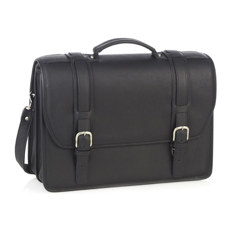 Double Compartment Briefcase with Laptop Insert (Black)