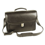 Double Compartment Briefcase with Secure Key Lock (Black)