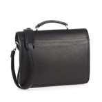 Single Compartment Briefcase with Silver Lock (Black)