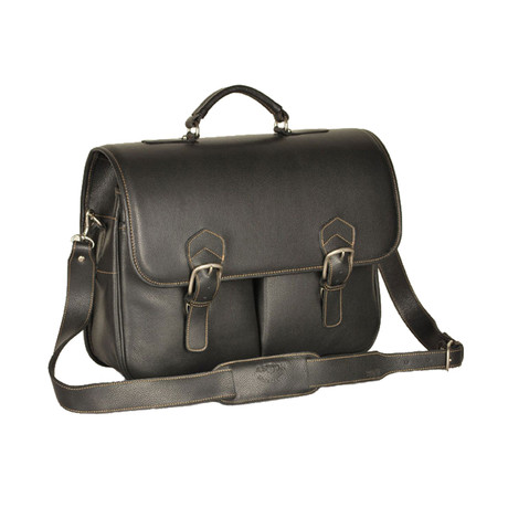 Single Compartment Briefcase with Laptop Case (Black)