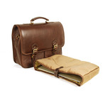 Single Compartment Briefcase with Laptop Case (Black)