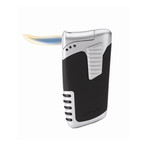 Lotus Double Down 2-in-1 Torch & Traditional Flame Lighter (Black Matte & Chrome Velour)