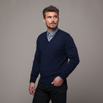 Merino Wool V-Neck // Dark Blue (XL)
