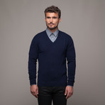 Merino Wool V-Neck // Dark Blue (XL)