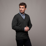 Merino Wool V-Neck // Dark Green (L)