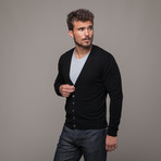 Merino + Cashmere Cardigan // Black (L)