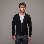 Merino + Cashmere Cardigan // Black (L)