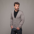 Merino + Cashmere Cardigan // Beige (XL)