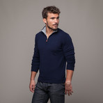 Merino + Cashmere Half Zip // Dark Blue (L)