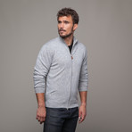 Merino + Cashmere Cardigan Zip // Light Grey (L)