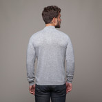 Merino + Cashmere Cardigan Zip // Light Grey (L)