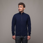 Merino + Cashmere Cardigan Zip // Dark Blue (XL)