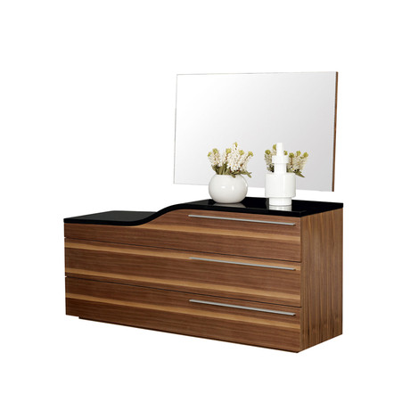 Portofino Walnut & Black Curved Dresser