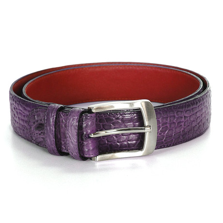 Crocodile Embossed Calfskin Belt // Purple (S)