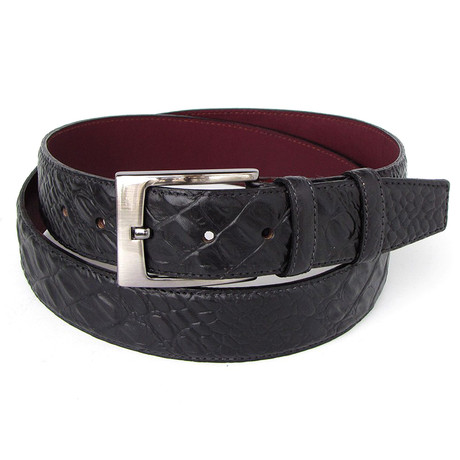 Crocodile Embossed Calfskin Belt // Black (S)