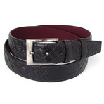 Crocodile Embossed Calfskin Belt // Black (XL)