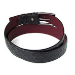 Crocodile Embossed Calfskin Belt // Black (XL)