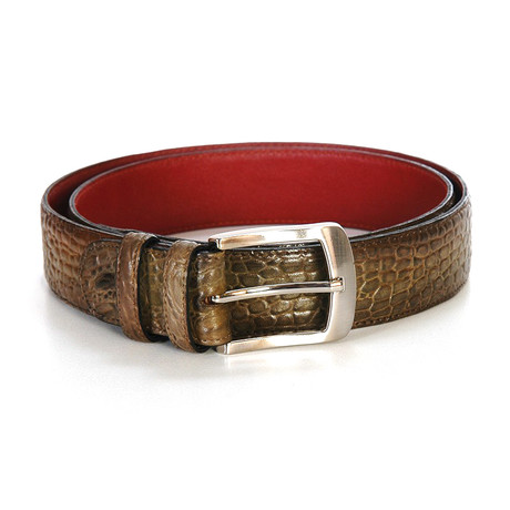 Crocodile Embossed Calfskin Belt // Olive (S)