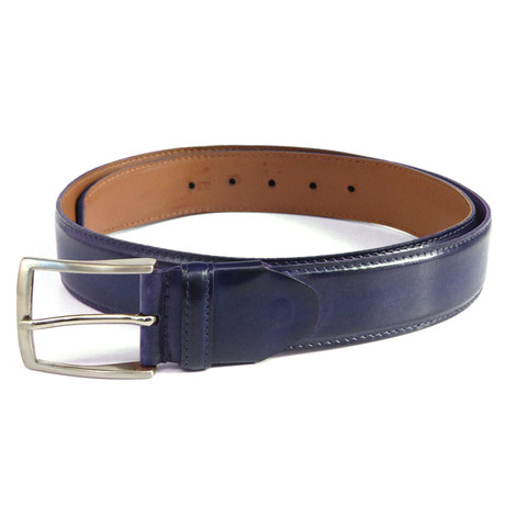 Hand Painted Leather Belt // Navy (S)