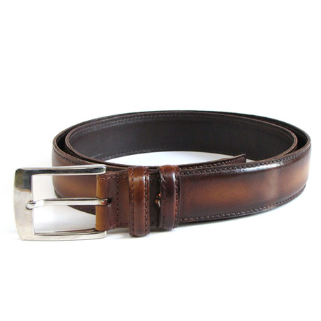 Hand Painted Leather Belt // Brown (S)