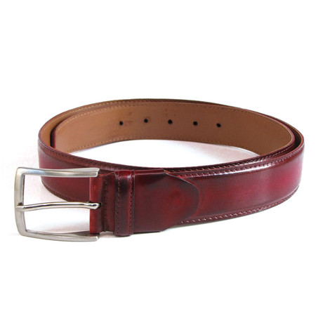 Hand Painted Leather Belt // Bordeaux (S)