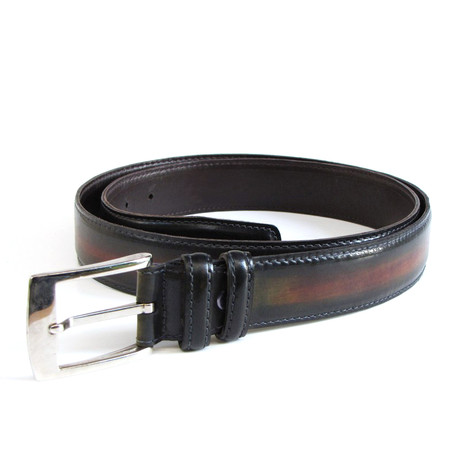 Hand Painted Leather Belt // Antique Brown (S)