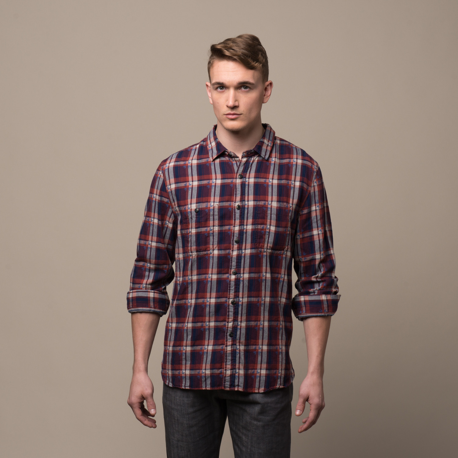 Light Flannel Plaid Shirt + Textured Dobby (S) - JACHS NY - Touch of Modern