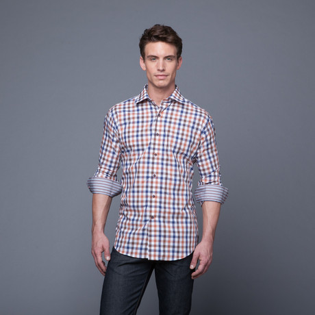 Gingham Shirt // Blue + Orange  (US: 14.5/32-33)
