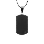 Stainless Steel Dog Tag Pendant with Diamond Accent (Black)