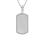 Stainless Steel Dog Tag Pendant with Diamond Accent (Black)