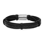 Leather Bracelet with Braided Accents