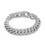 Stainless Steel Cuban Chain Bracelet (Silver)