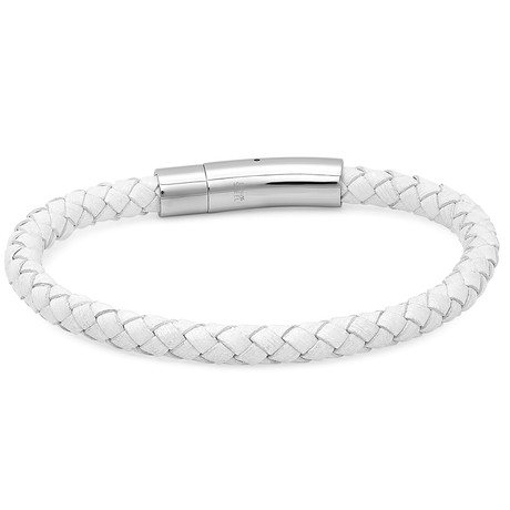 Braided Leather Bracelet (White)